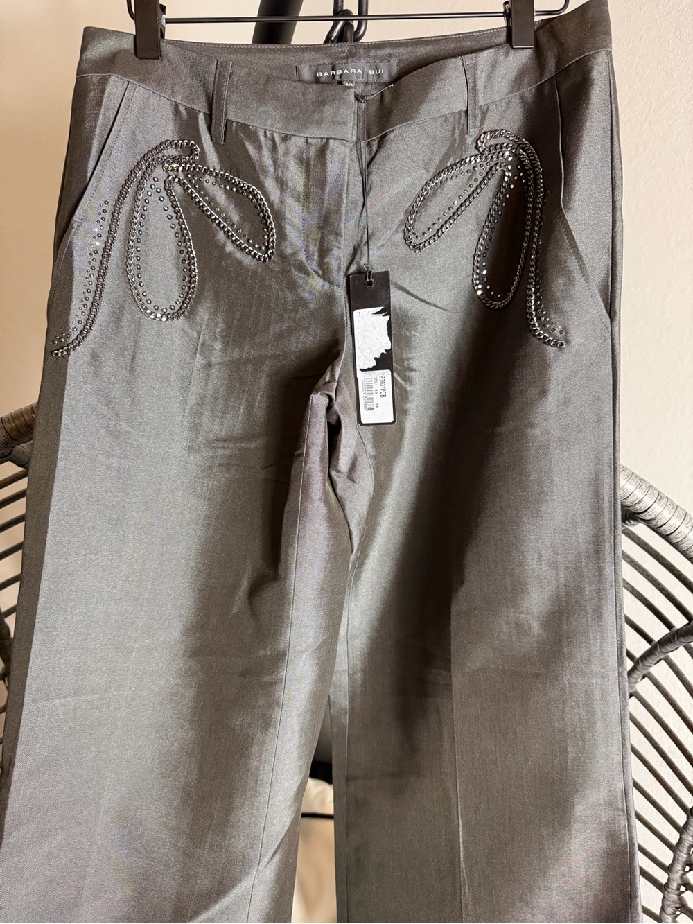 Barbara Bui Wide-Leg Dress Pants in Charcoal 38 SMALL